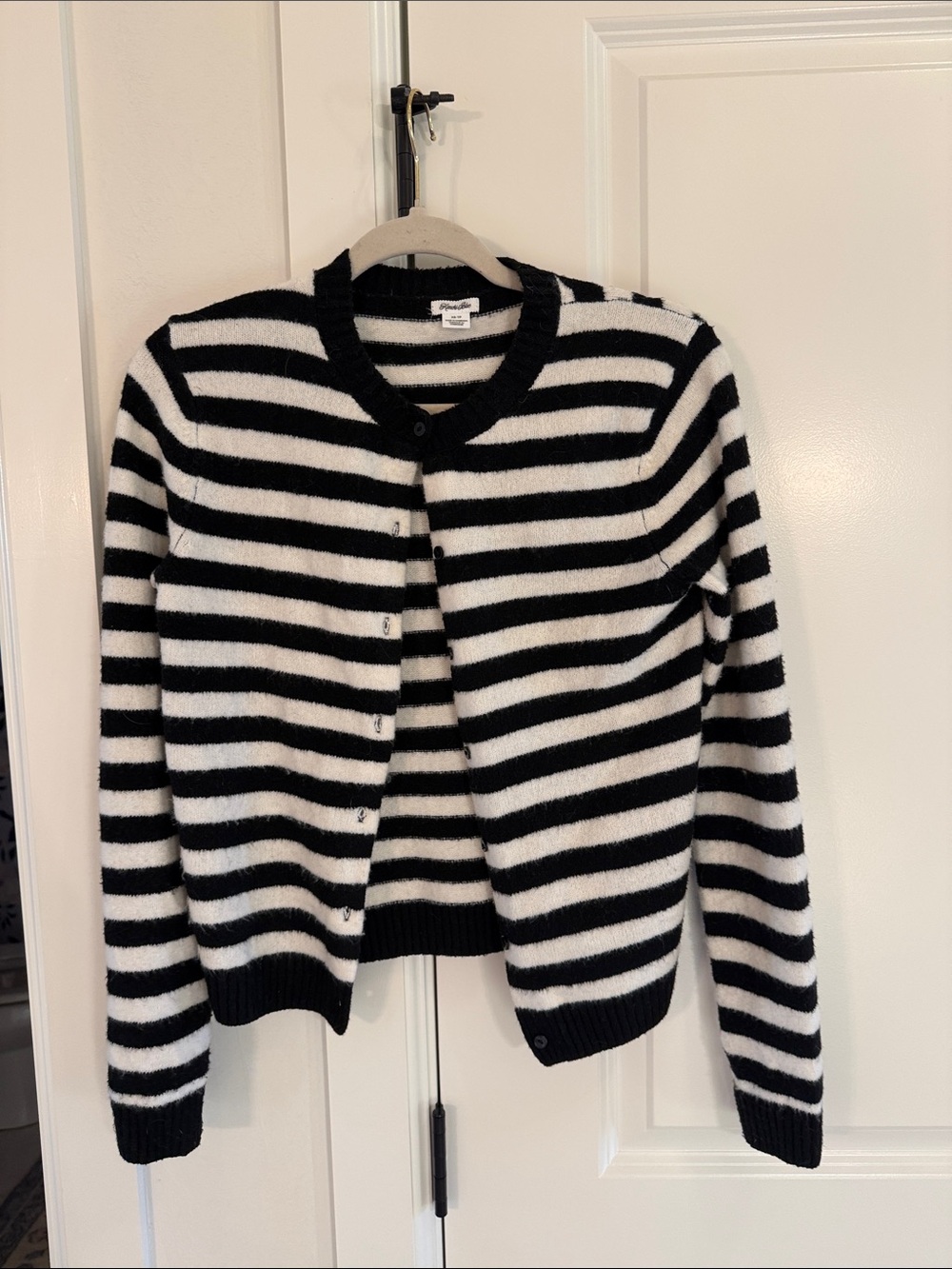 Kimchi Blue Black and White Striped Button Cardigan